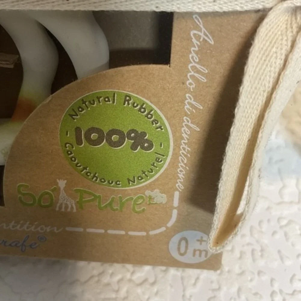 NWB Sophie La Girafe-So Pure Natural Rubber Soft Baby Teething Ring from France